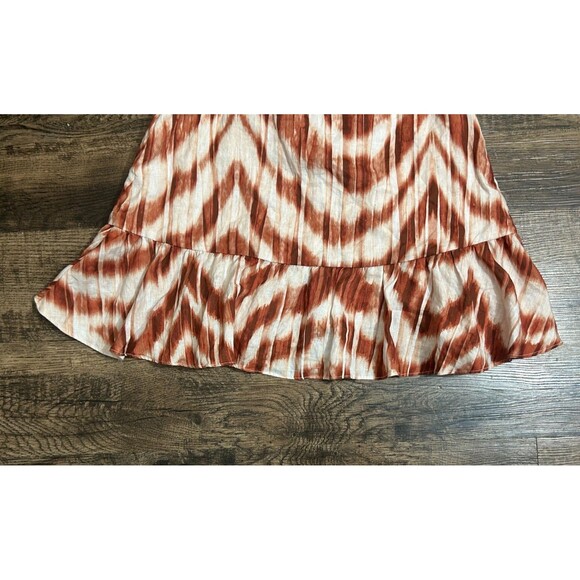 Banana Republic One Shoulder Dress Womens Size 4 Multi Linen‎ Ruffle Tie Waist - Picture 9 of 14